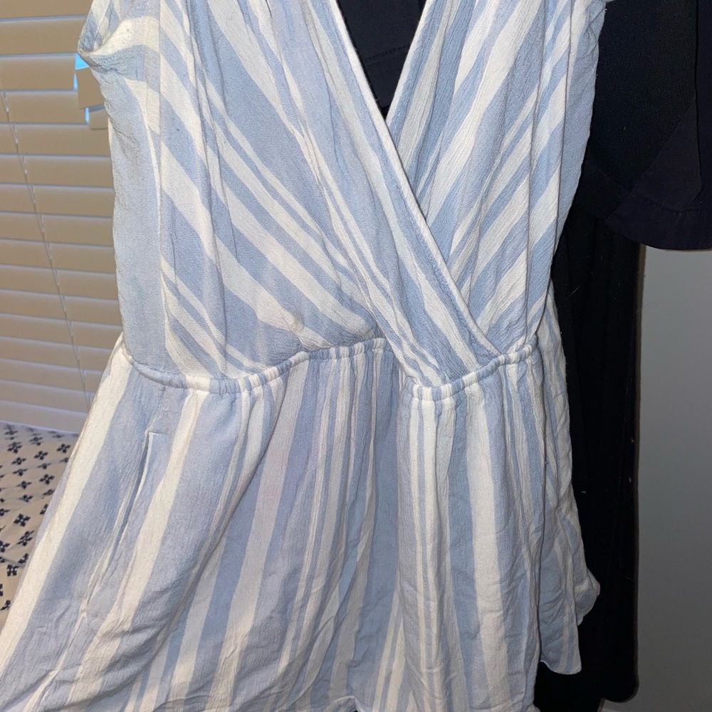 Blue and White Strip Romper